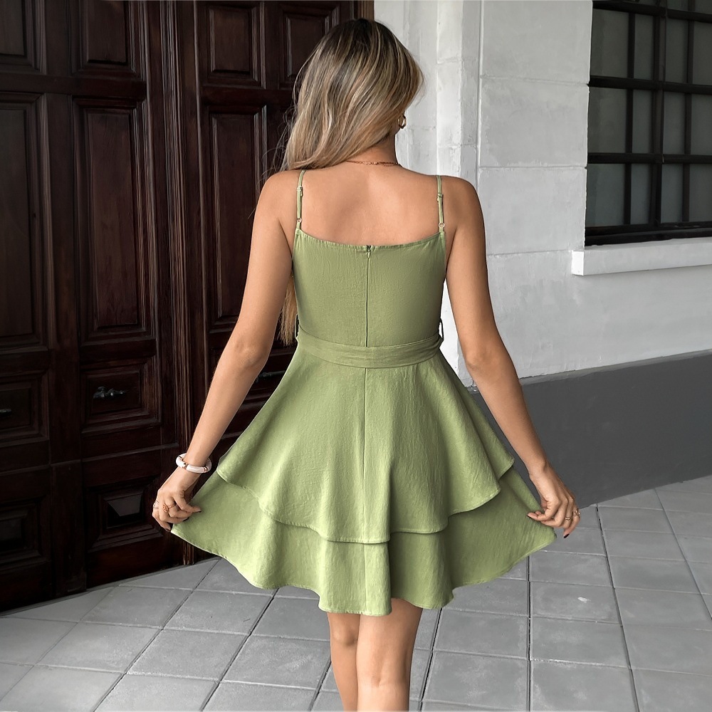 Elegant Summer Dress Ruffle Design Sleeveless Short Length Perfect for Casual Outings or Parties Wholesale Available