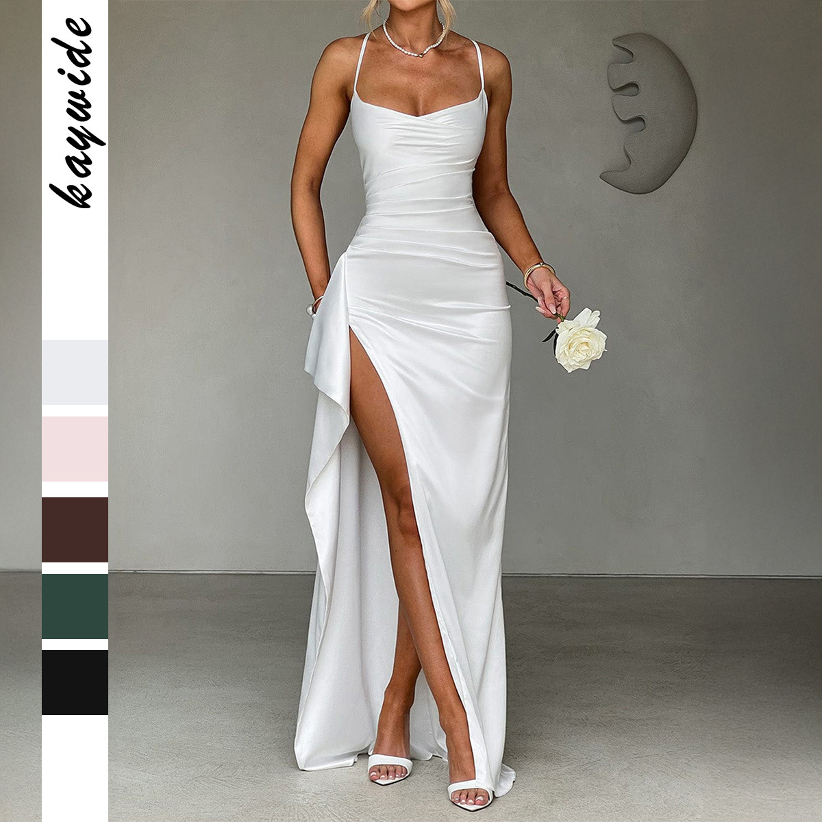 Elegant Evening Dress Spaghetti Strap Long Dress for Women Autumn
