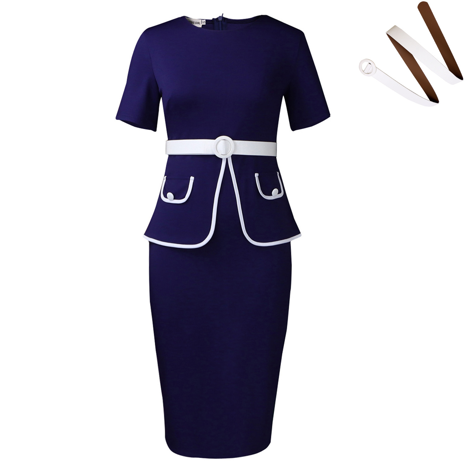 Elegant Plus Size Women's Bodycon Dress with Short Sleeves, Stretchy Fabric, Fashionable OL Style for African and European Mar