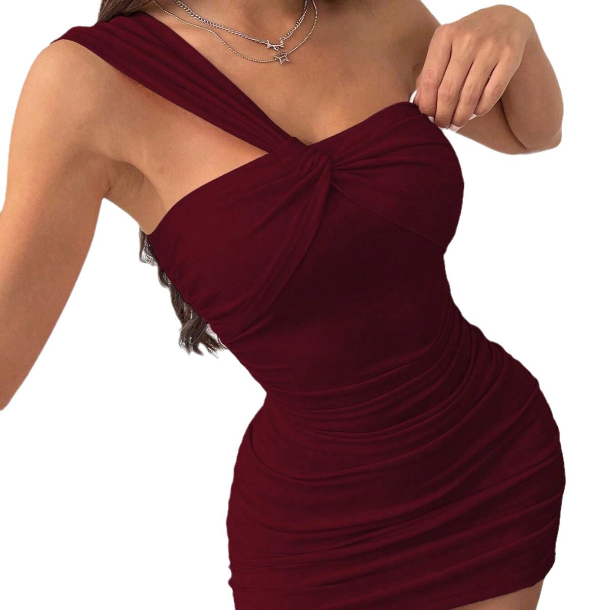 European and American Market Women's Sexy Dress — Off Shoulder, Bodycon, Short Skirt, Autumn Winter Style — Wholesale Supply T