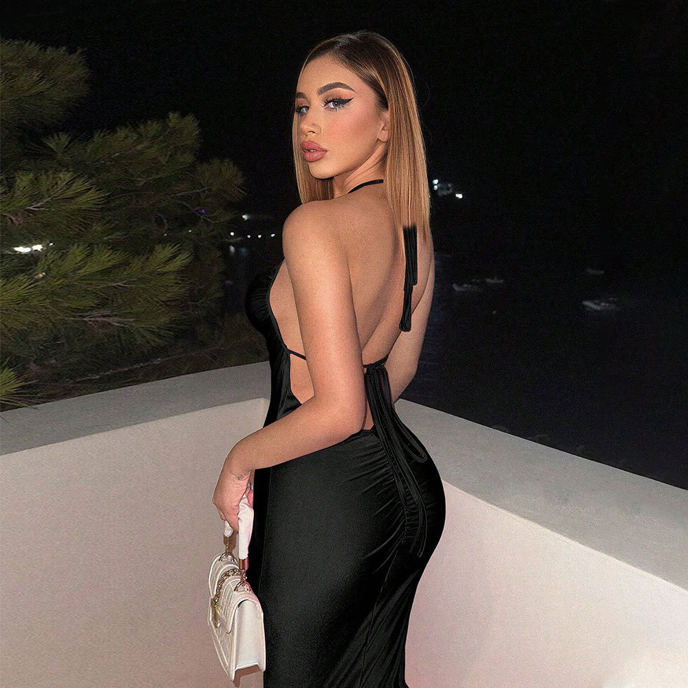 Elegant Backless Bodycon Maxi Dress Sexy Design Spring Summer Style Perfect for Parties Wholesale Available