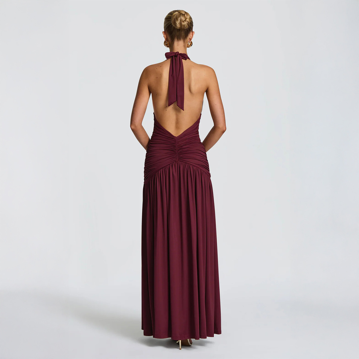 Elegant Sexy Halter Neck Long Dress for Women Autumn Winter