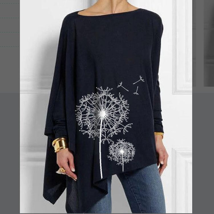 Plus Size Dandelion Print T Shirt Simple Design Comfortable Fabric Casual Style Available for Wholesale