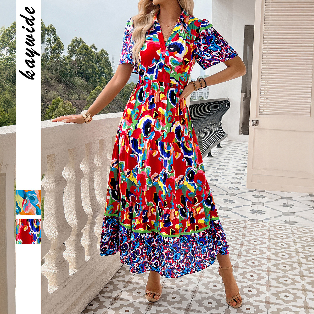 European and American Market Women's Floral Print Dress — Casual, Vacation, Comfortable, Stylish — Spring Summer Collection, W