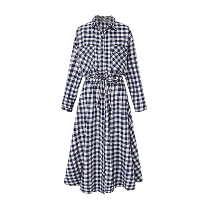 Long Sleeve Houndstooth Maxi Dress High Waist Belted Elegant Design Perfect for Spring and Autumn Ready to Ship