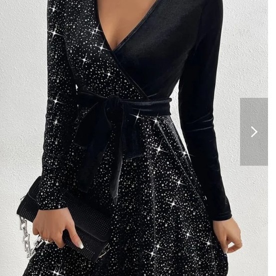 Velvet Sequin Dress Solid Color Sexy Style Autumn Winter Collection Ready to Ship Low MOQ private label