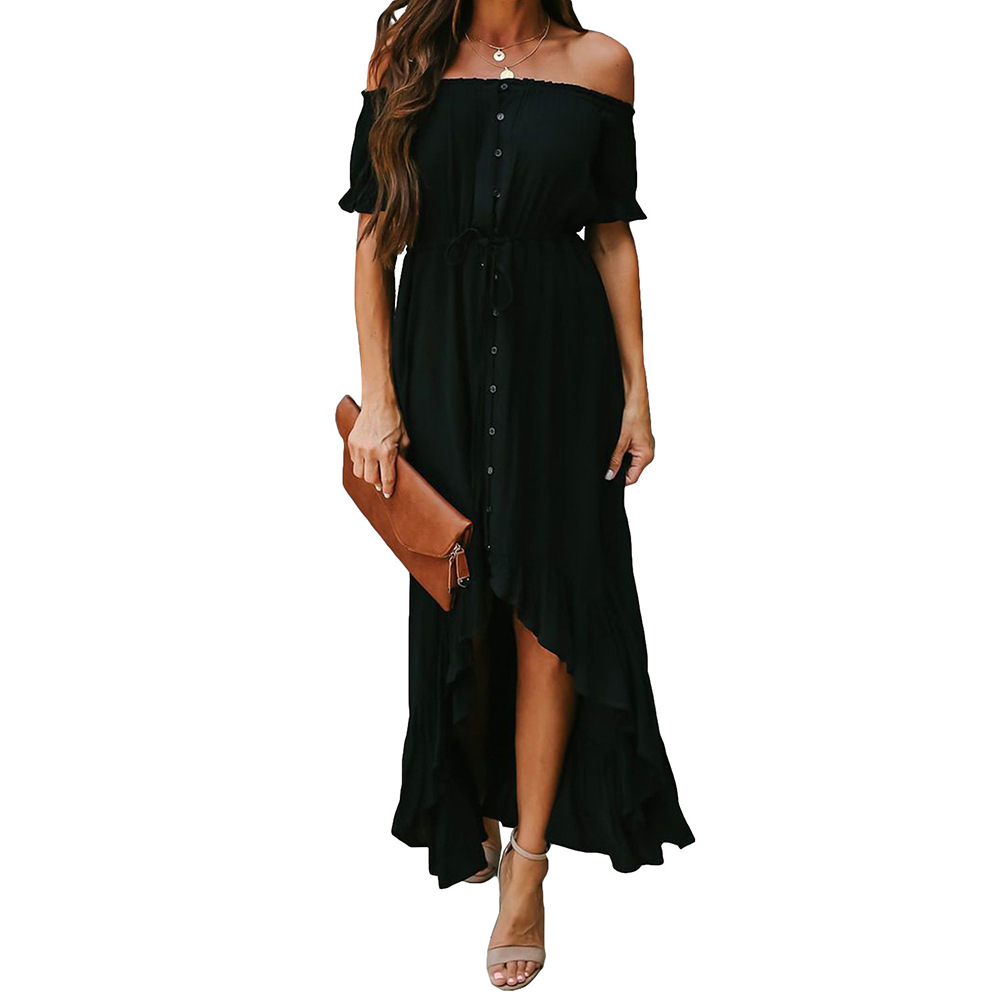 Womens Midi Dress Solid Color Sexy Open Back Ruffle Hem Casual or Evening Wear Wholesale Available