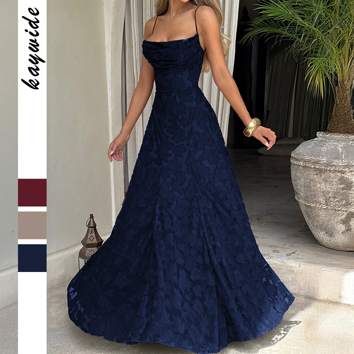 Elegant European and American Style Sleeveless A line Long Dress for Women