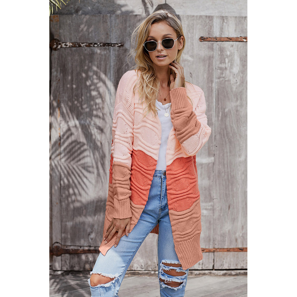 Womens Winter Long Loose Knit Sweater Wave Pattern Cozy Fabric Versatile Style Wholesale Available