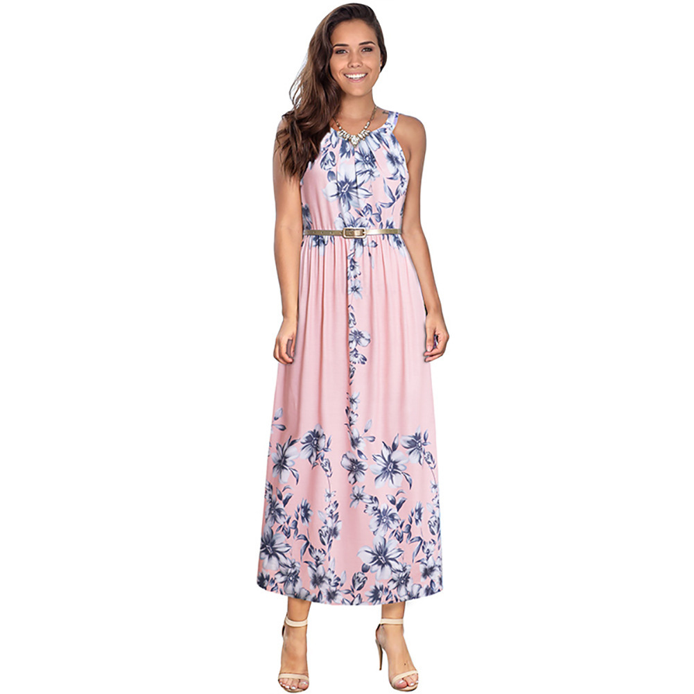 Plus Size High Waist Maxi Dress Summer Floral Print Comfortable Fabric Elegant Style Perfect for Beach Vacations