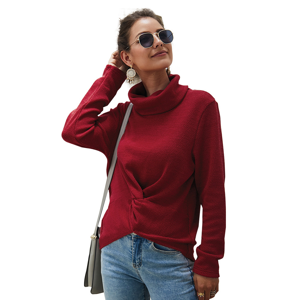 High Neck Solid Color Sweater Original Design Fashionable Style Comfortable Fabric Perfect for Fall Winter Ready to