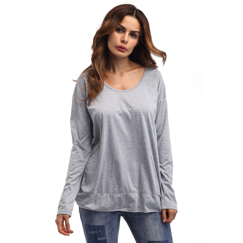 Womens Autumn Long Sleeve T Shirt Sexy Backless Design Casual Loose Fit Soft Fabric Perfect for Everyday Wear