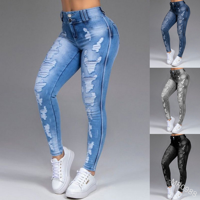 Womens Ripped Skinny Jeans Stretch Fabric Slim Fit Casual Style Perfect for Everyday Wear Ready to Ship