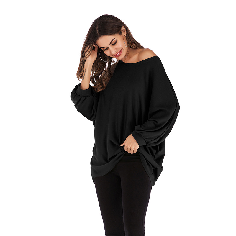 Plus Size Batwing Sleeve T Shirt for Women Loose Fit Solid Color Round Neck Casual Wear Wholesale Available