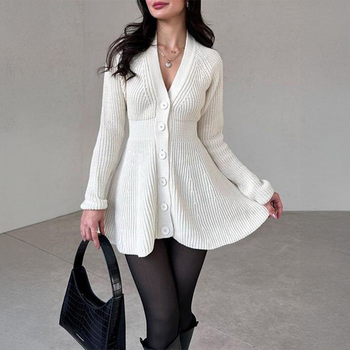 Fashion Casual Long Sleeve Sweater Dress Knitted Women's Clothing Autumn