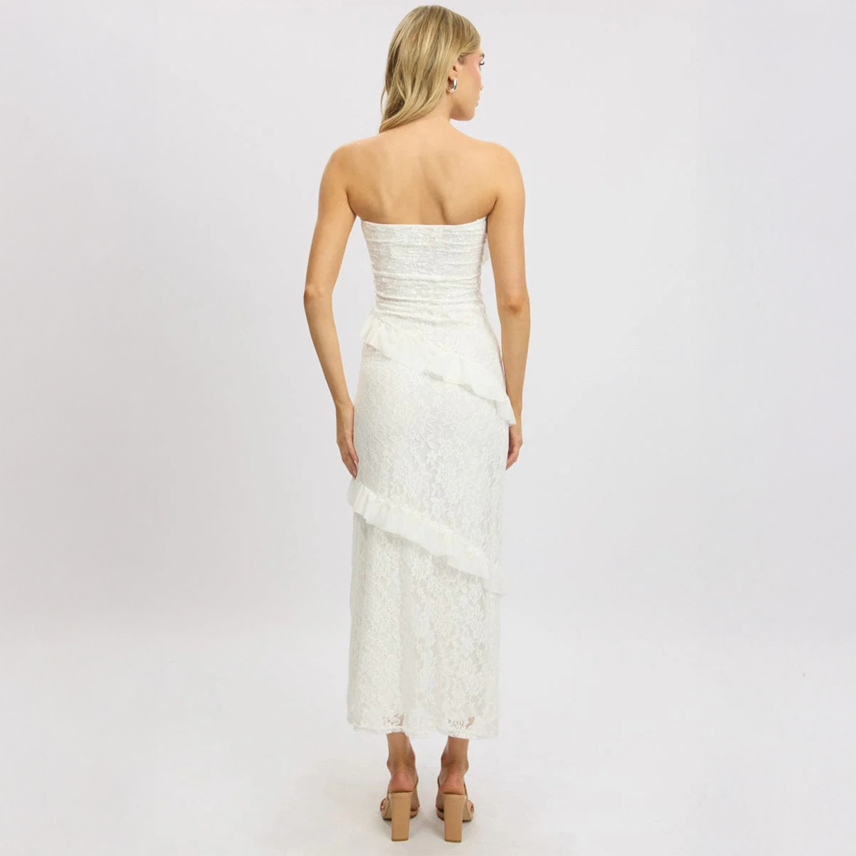 Elegant Strapless Bodycon Long Dress for Women Spring Summer