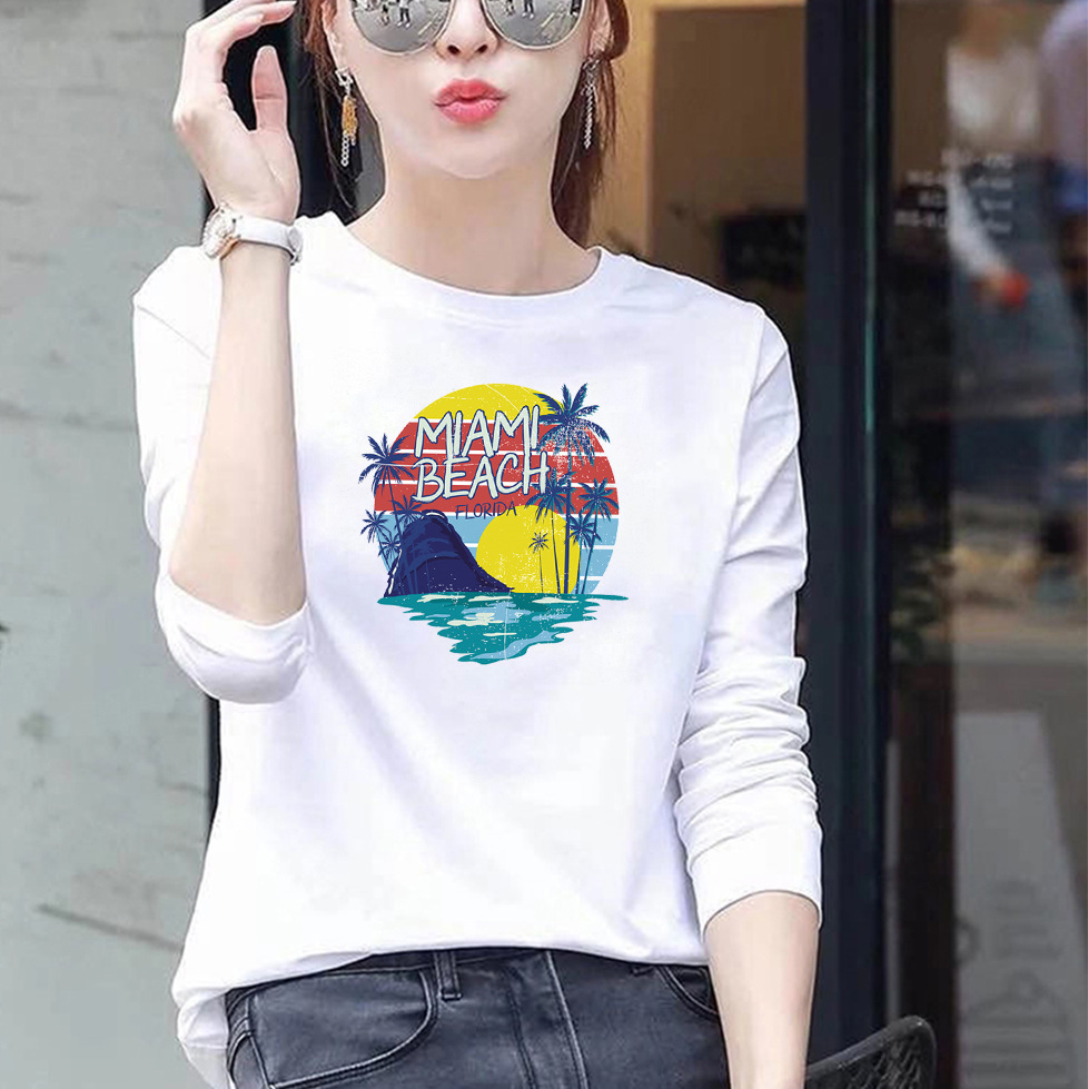 Womens Loose Fit Round Neck Long Sleeve T Shirt 95 Cotton Floral Print Plus Size Casual Spring Wear Wholesale