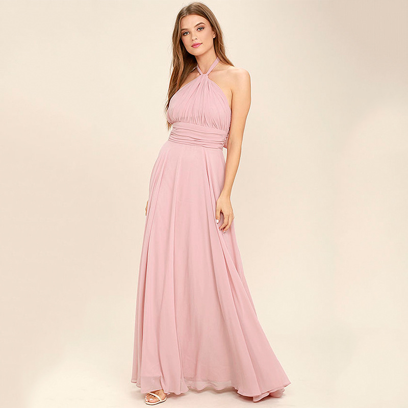 Women's Chiffon Maxi Pleated Dress