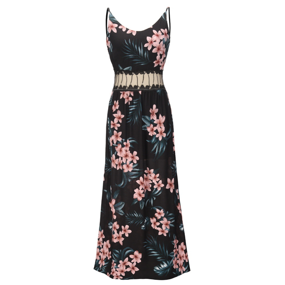 Womens Floral Print Maxi Dress Adjustable Straps Sexy Design Summer Style Wholesale Available