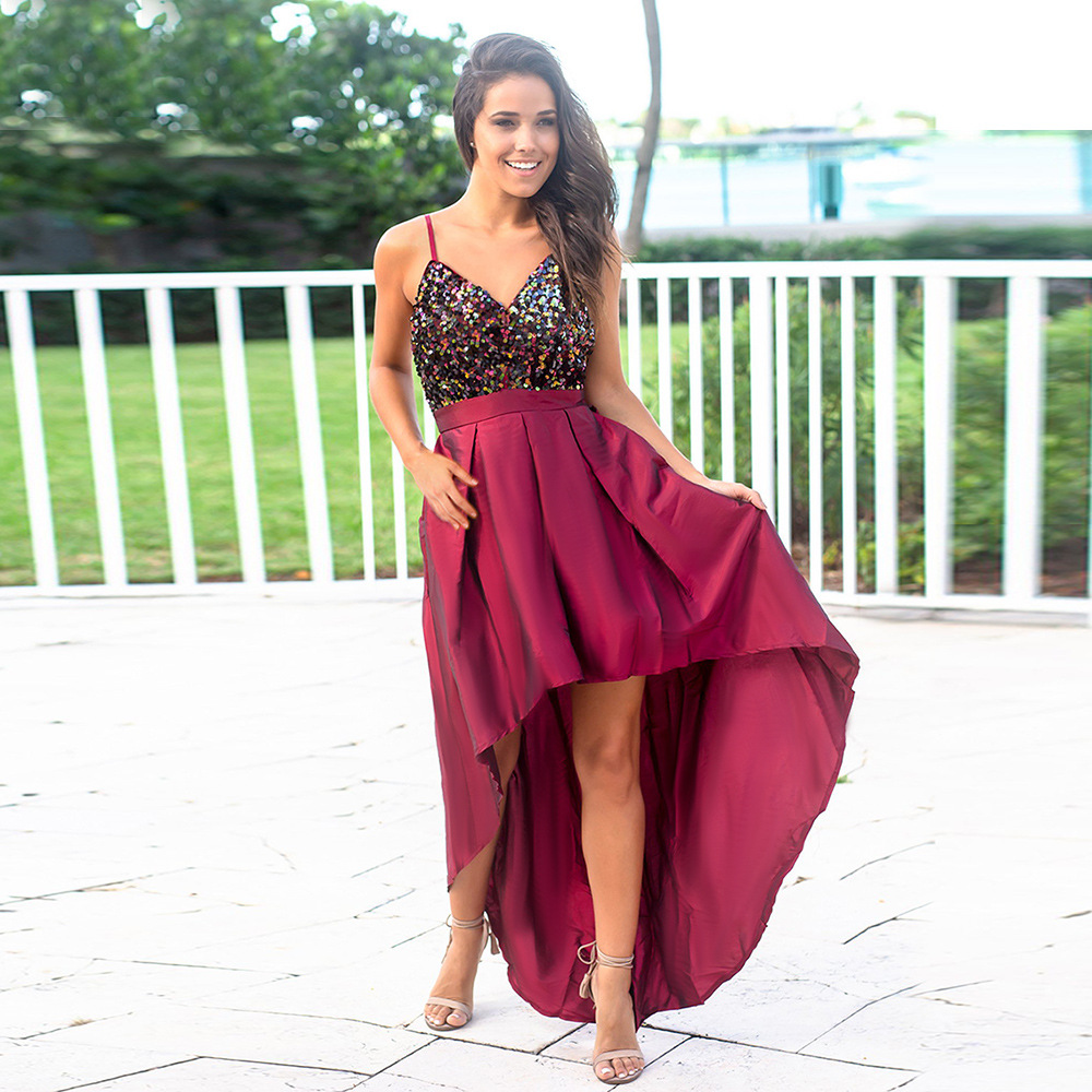 Satin Sequin Slip Dress Elegant Design Adjustable Straps Spring Fashion Perfect for Parties and Events Wholesale