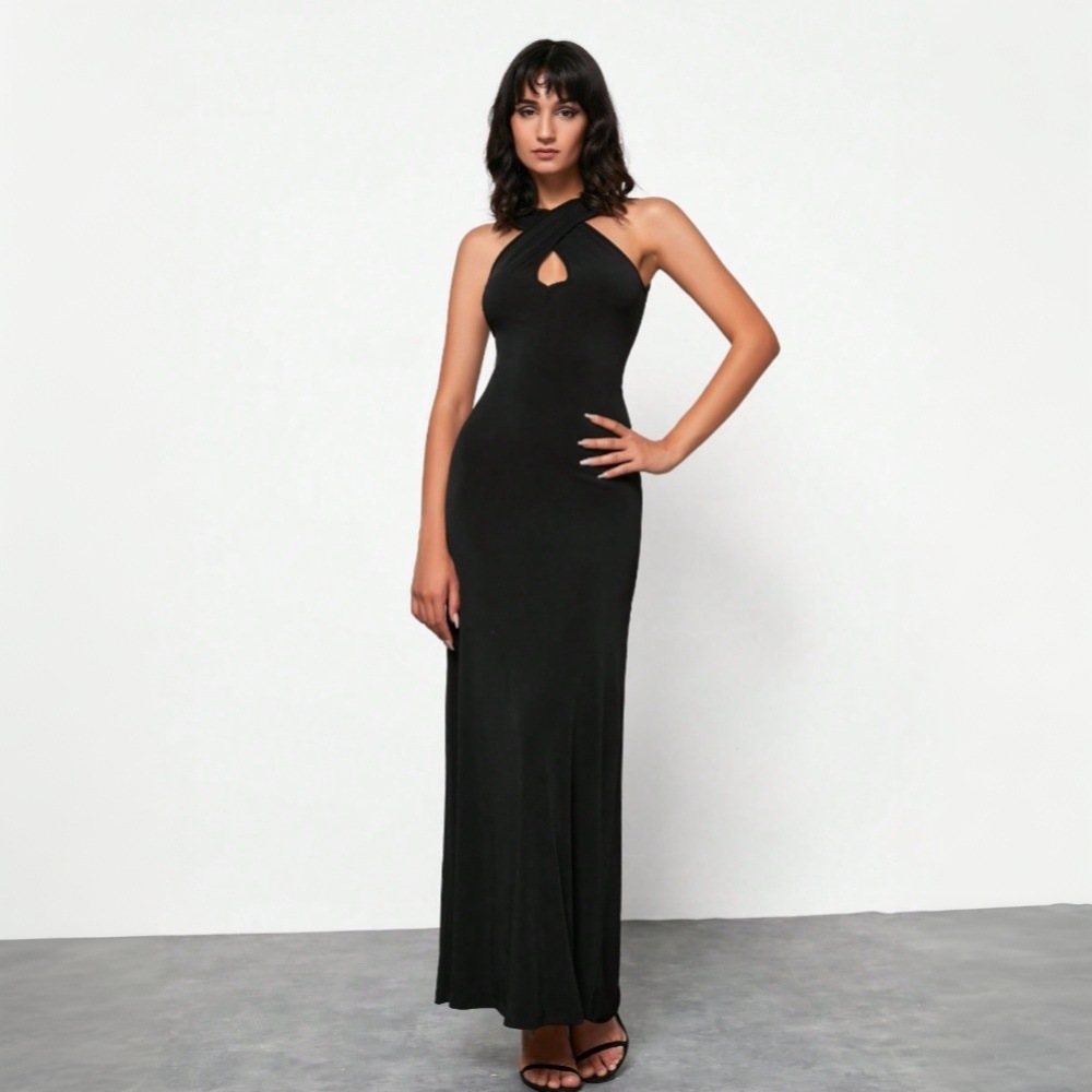 Hot Selling Cross Border Women's Dress Spring Summer Pure Desire Sexy Backless Design High Waist Long Skirt