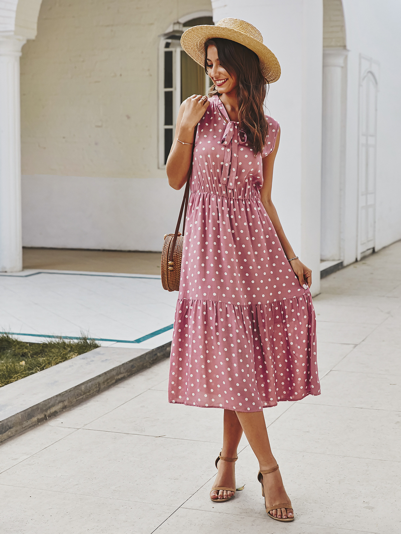 Polka Dot Maxi Dress Original Design Spring Summer Collection Elegant Style Wholesale Ready to Ship