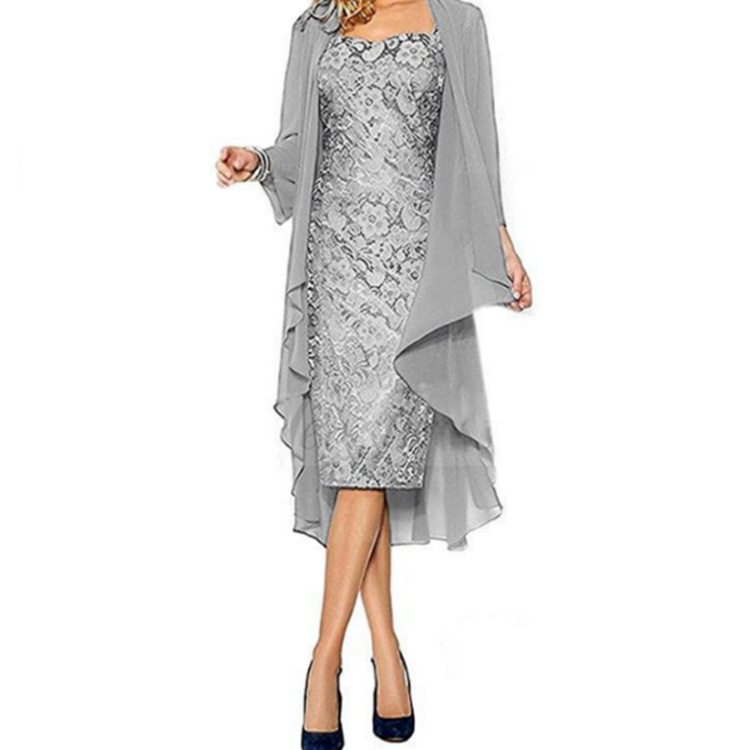 Elegant Lace Chiffon Dress Set Fashionable Autumn Style Perfect for Parties and Special Occasions Wholesale Available
