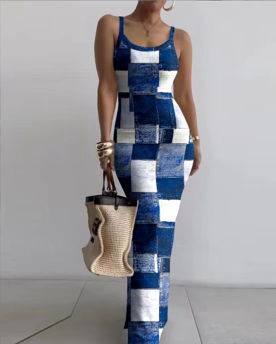 White Bodycon Maxi Dress Summer Style Sleeveless Lightweight Fabric Perfect for Casual Outings or Beach Wear