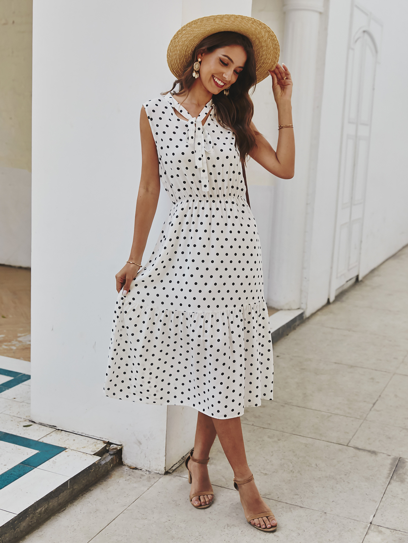 Polka Dot Maxi Dress Original Design Spring Summer Collection Elegant Style Wholesale Ready to Ship