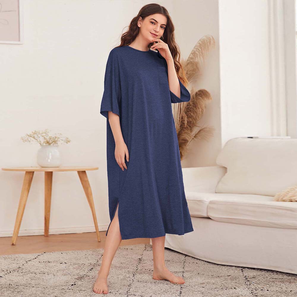 Casual Loose Fit Midi Dress Comfortable Fabric Simple Design Spring Summer Style Wholesale Available