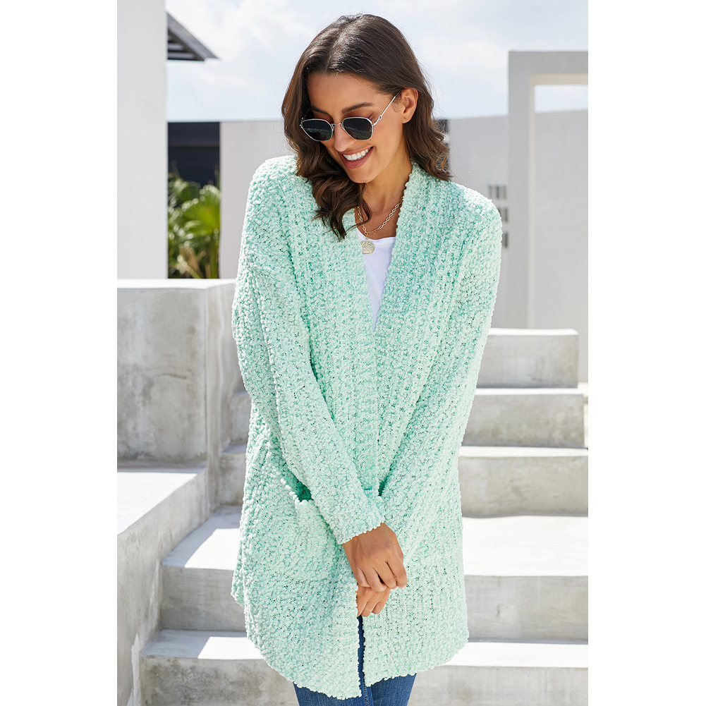 Womens Mid Length Cardigan Wool Blend Long Sleeve Knitted Winter Style Wholesale Available