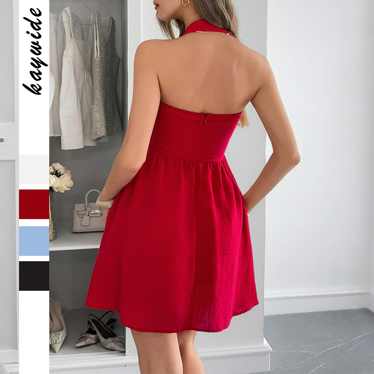 Elegant Halter Neck A line Dress for Women Summer