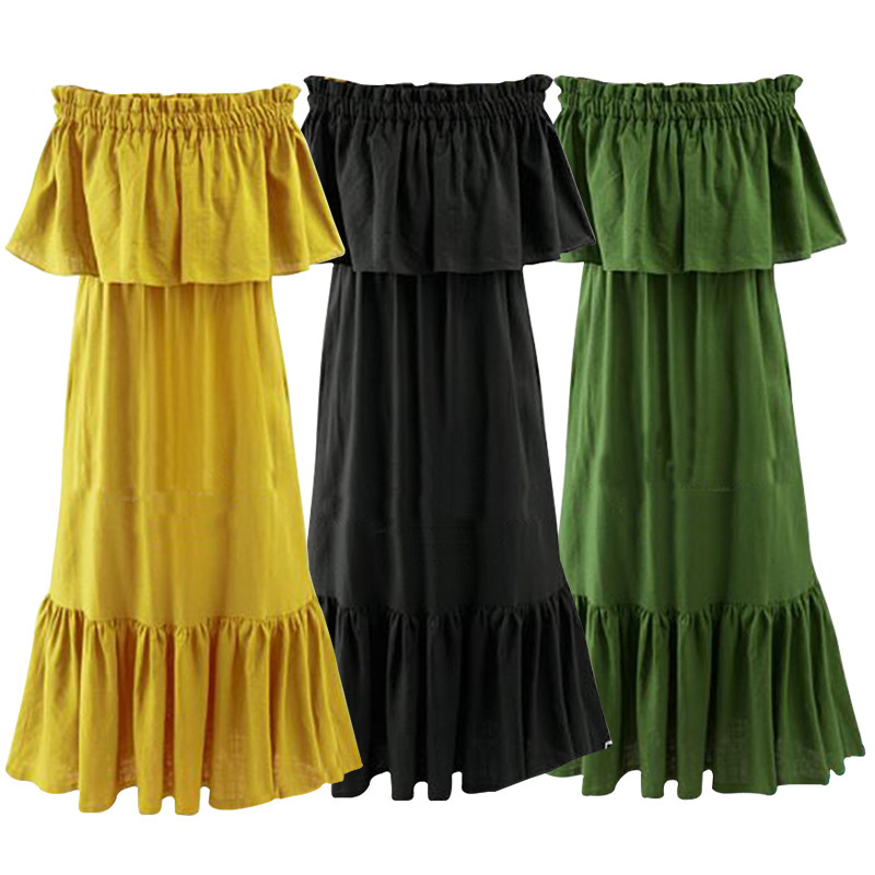 Plus Size Off Shoulder Maxi Dress Ruffle Hem Versatile Two Way Wear Elegant Style Wholesale Availability