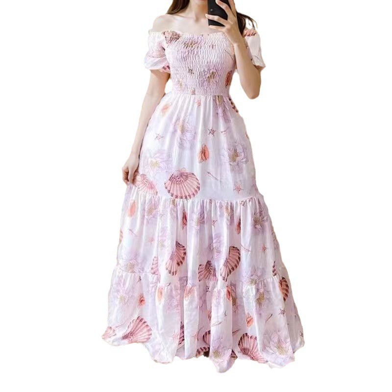 European and American Market Women's Dress — Sexy Off Shoulder, Fashionable Floral Print, Long Maxi Dress — Casual Summer Wear