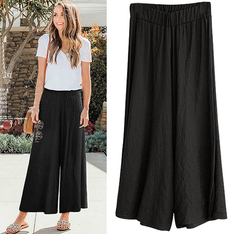 Plus Size Loose Wide Leg Pants Lightweight Cotton Linen Blend Casual Style Versatile for Summer Wholesale Available