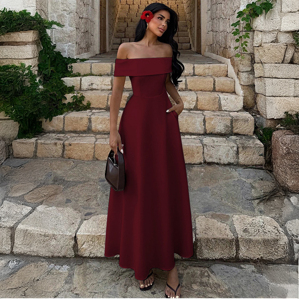 European and American Market Elegant Strapless Long Dress — Women's Fashion, Summer Style, Comfortable Fit — Wholesale Supply