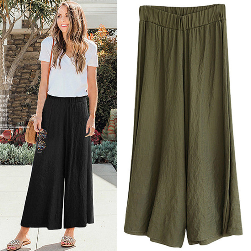 Plus Size Loose Wide Leg Pants Lightweight Cotton Linen Blend Casual Style Versatile for Summer Wholesale Available