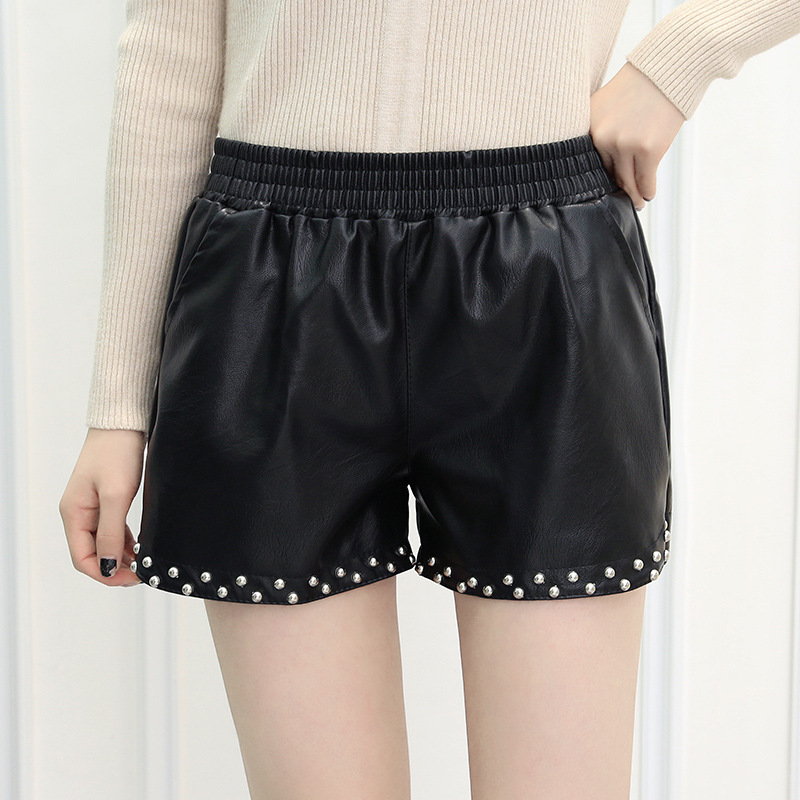 PU Leather Shorts Slim Fit High Waist Stylish Design Autumn Winter Fashion for Trendy Outfits Wholesale Available