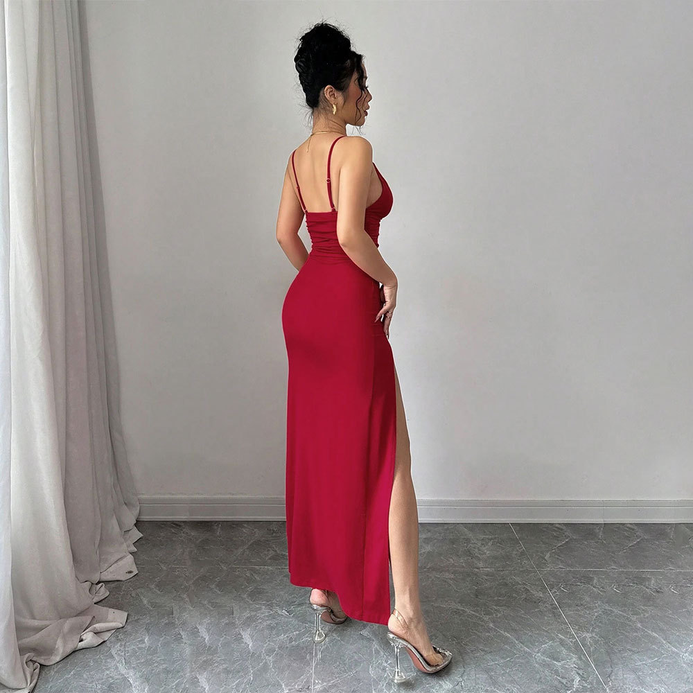 Sexy Slim Fit Slit Dress Summer New Sleeveless Strap Dress