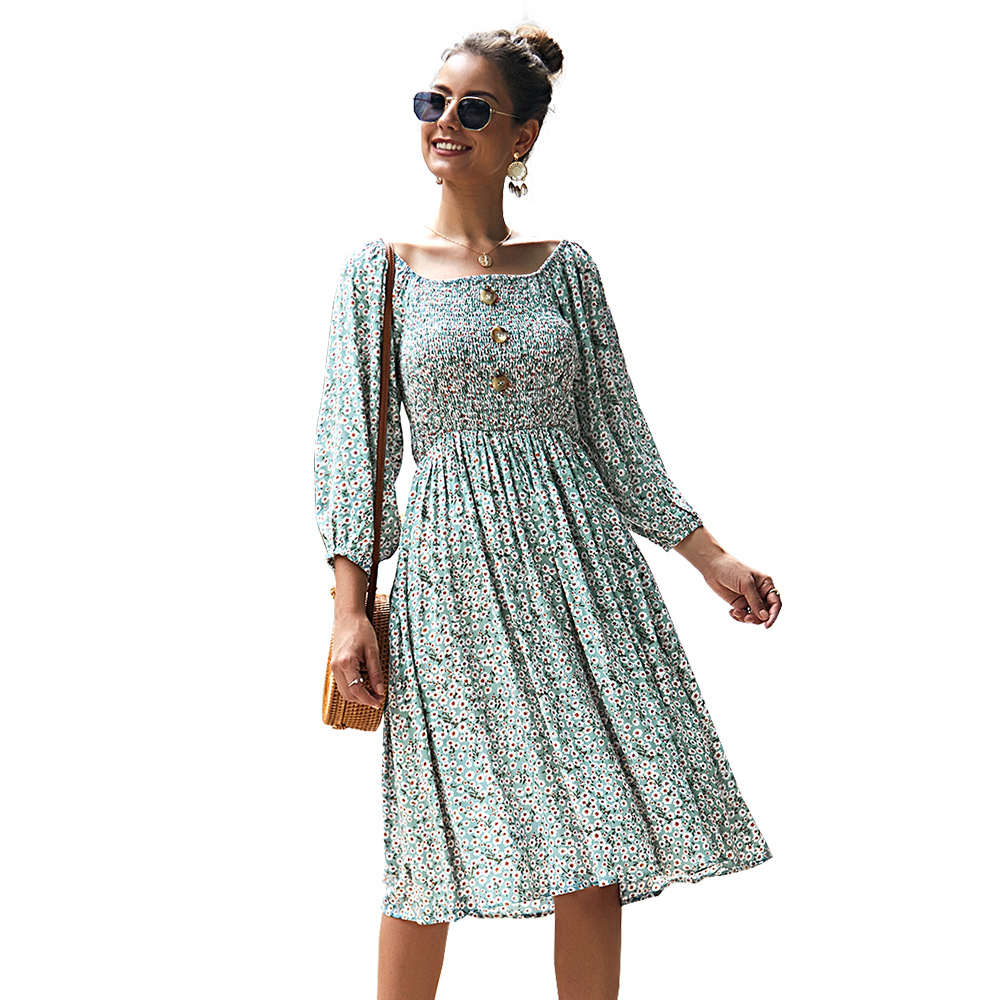 Floral Long Sleeve Dress Womens Fashion Spring Summer Collection Trendy Design Wholesale Available