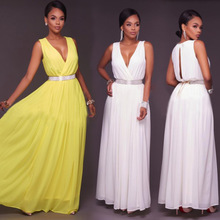 Chiffon Dress Deep V Neck Elegant Style Solid Color Perfect for Parties and Special Occasions Wholesale Available