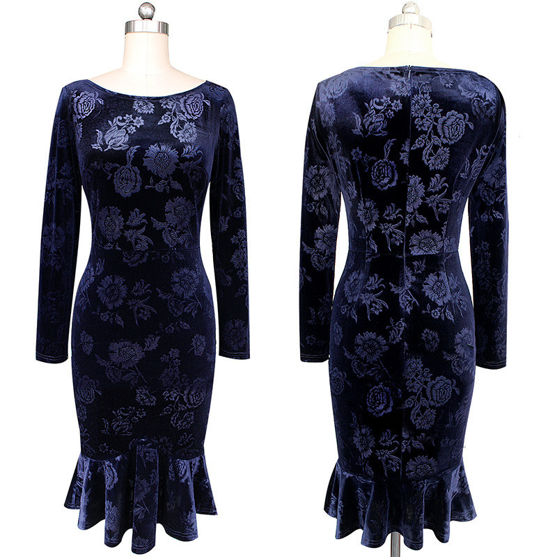 Womens Flared Hem Dress Round Neck Long Sleeve Autumn Fashion Perfect for Casual Outings or Parties Wholesale