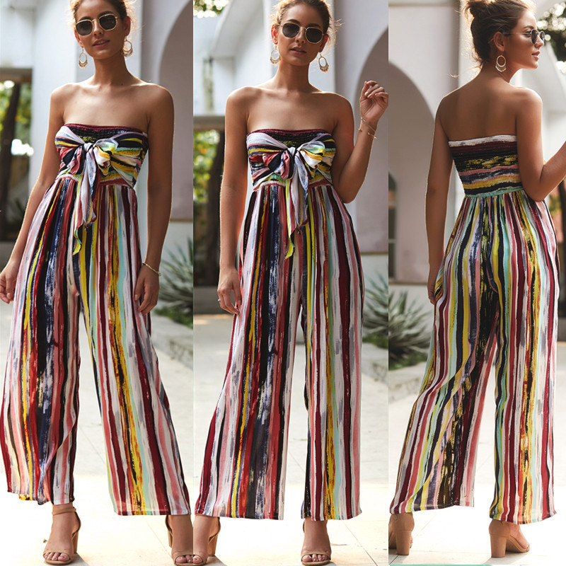 Summer Floral Print Jumpsuit Casual Style Comfortable Fit Lightweight Fabric Perfect for Everyday Wear Wholesale
