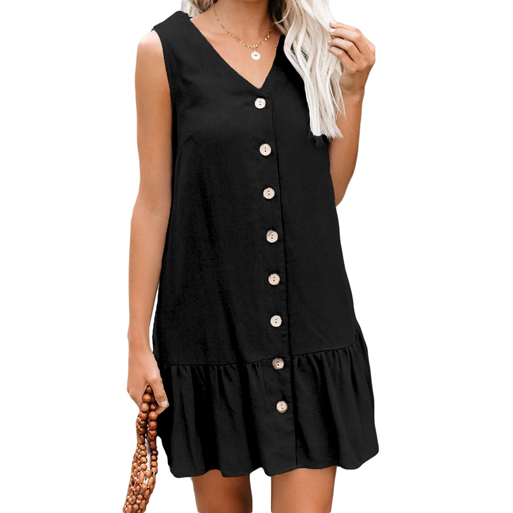 Sleeveless Dress for Women Simple Casual Design Ruffle Hem Plus Size Summer Wear Ready to Ship