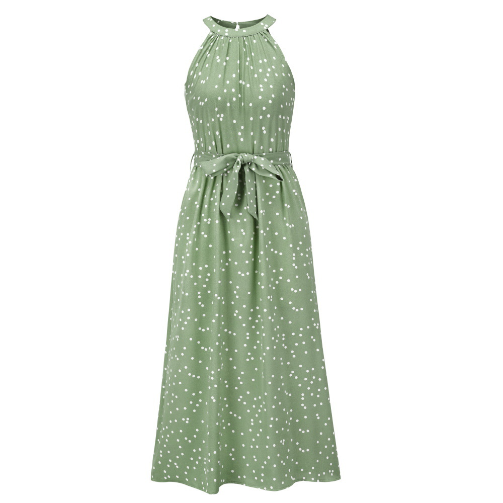 Summer Womens Midi Dress Polka Dot Tie Waist Comfortable Fabric Casual Wear for Parties or Everyday Wholesale
