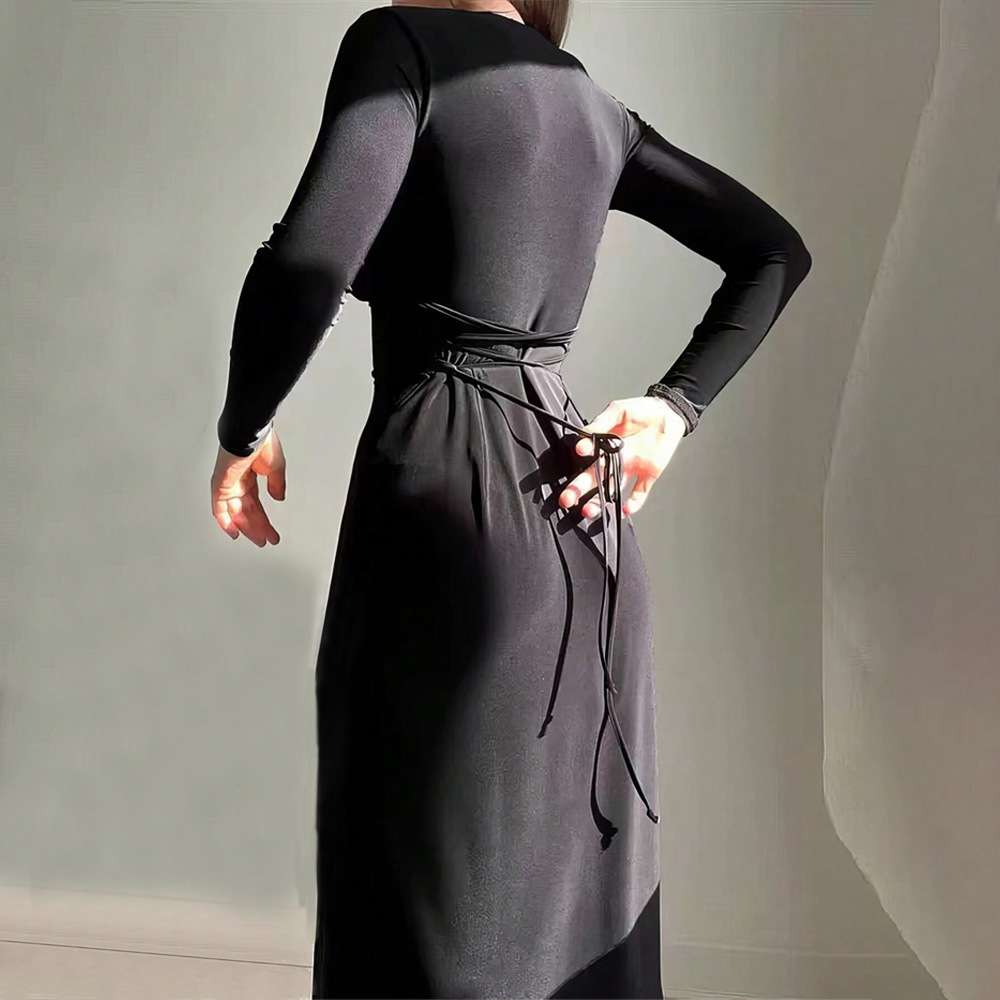 Women's V-Neck Maxi Midi Solid Color Dress