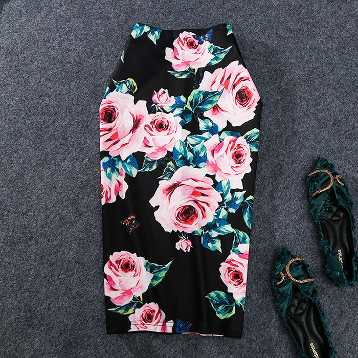 Cartoon Print Midi Skirt High Waist Bodycon Fit Slimming Design Spring Summer Fashion for Women Wholesale Available