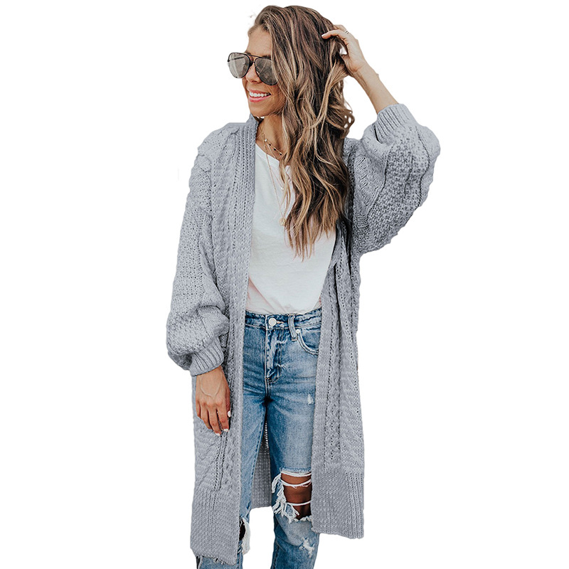Womens Mid Length Cardigan Sweater Winter Collection Loose Fit Long Sleeve Knit Fabric Casual Wear Ready to Ship