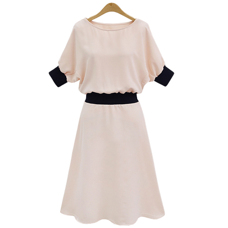 A Line Dress Plus Size Elastic Waist Mid Length Slimming Fit Summer Casual Wear Wholesale Available