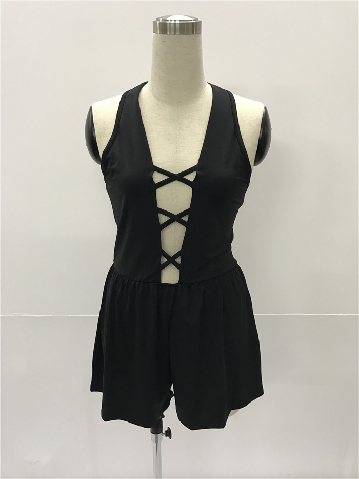 Loose Fit Backless Jumpsuit Sexy Hollow Out Design Lace Up Detail Casual Style Perfect for Autumn Wear Wholesale